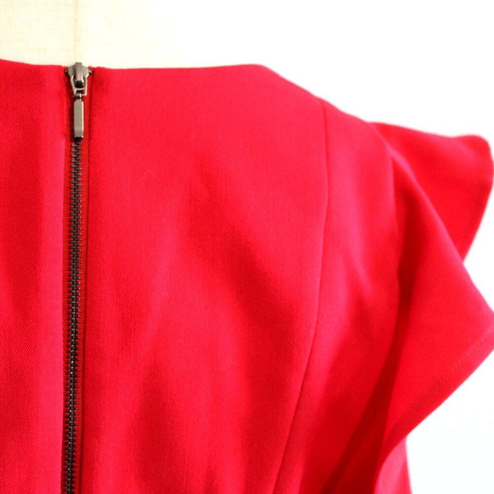 XOXO Flutter Sleeve V-Neck Red Sheath Dress - Size 9/10 - Picture 9 of 9